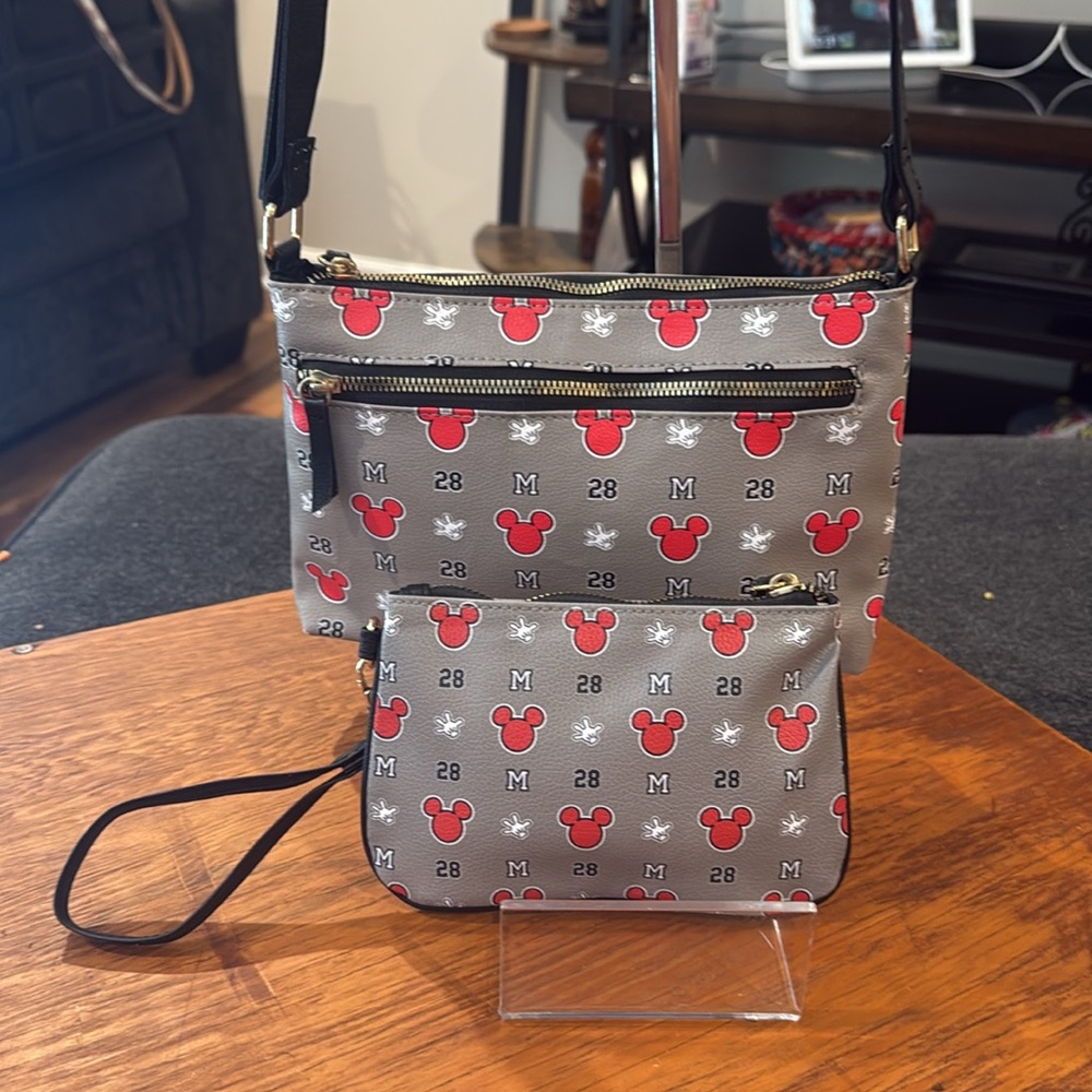 2-Piece Disney Mickey Mouse Ears “28” Set (Crossbody Bag & Wristlet)(EUC)